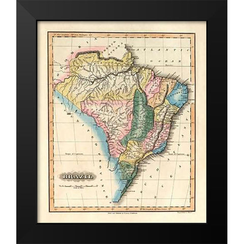 Brazil, 1823 Black Modern Wood Framed Art Print by Lucas, Fielding
