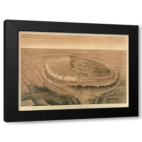 Birds eye view of the Black Hills, 1879 Black Modern Wood Framed Art Print with Double Matting by Newton, Henry