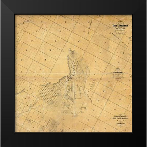 Map of The City of Los Angeles, 1857 Black Modern Wood Framed Art Print by C. Ord, E.O