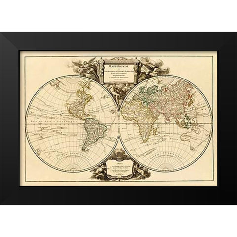 Mappemonde, 1752 Black Modern Wood Framed Art Print by Vaugondy, Didier Robert