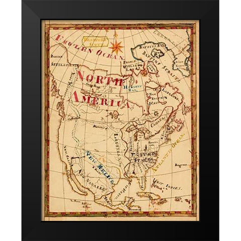 North America, 1816 Black Modern Wood Framed Art Print by Scott, Bradford