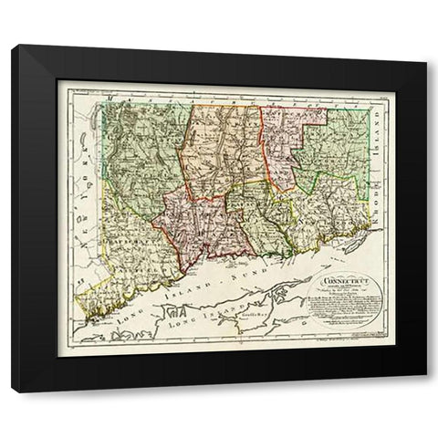 Connecticut, 1796 Black Modern Wood Framed Art Print with Double Matting by Sotzmann, Daniel Friedrich