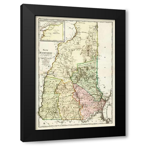 New Hampshire, 1796 Black Modern Wood Framed Art Print with Double Matting by Sotzmann, Daniel Friedrich