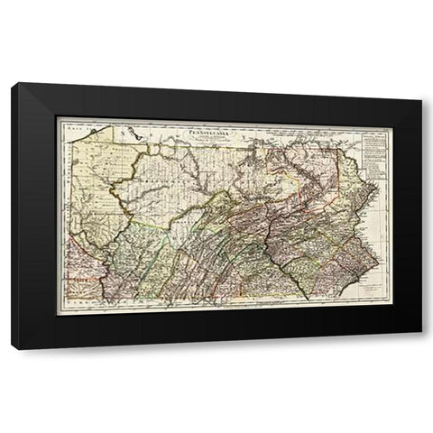 Pennsylvania, 1797 Black Modern Wood Framed Art Print with Double Matting by Sotzmann, Daniel Friedrich
