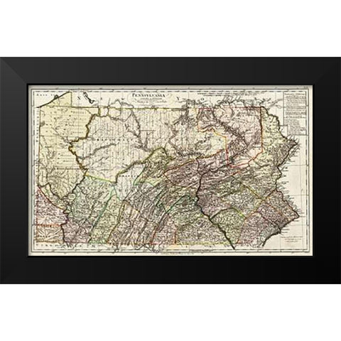 Pennsylvania, 1797 Black Modern Wood Framed Art Print by Sotzmann, Daniel Friedrich