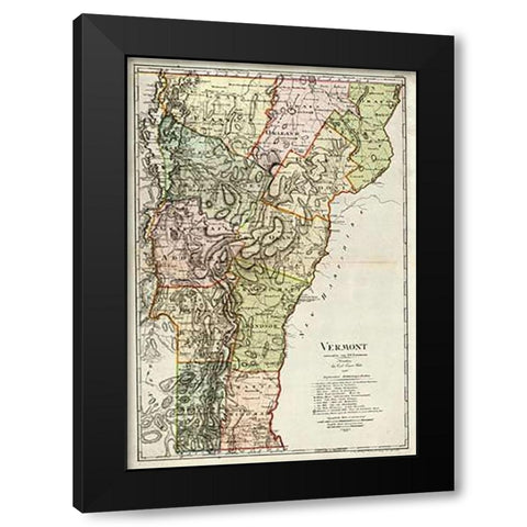 Vermont, 1797 Black Modern Wood Framed Art Print with Double Matting by Sotzmann, Daniel Friedrich