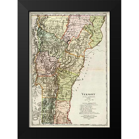 Vermont, 1797 Black Modern Wood Framed Art Print by Sotzmann, Daniel Friedrich
