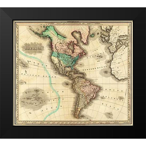 America, 1823 Black Modern Wood Framed Art Print by Tanner, Henry