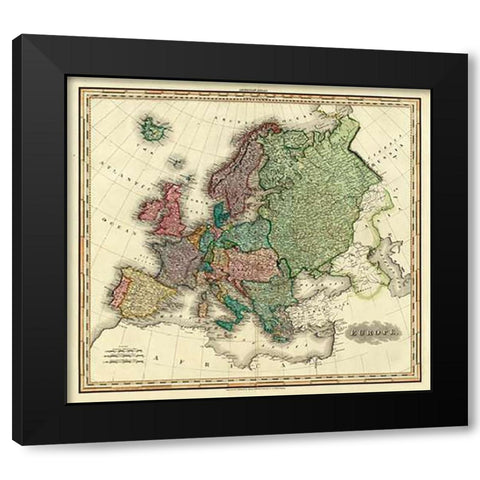 Europe, 1823 Black Modern Wood Framed Art Print by Tanner, Henry