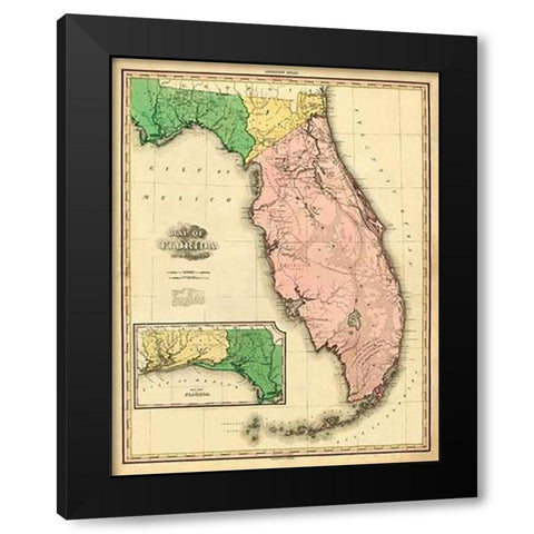 Florida, 1823 Black Modern Wood Framed Art Print by Tanner, Henry