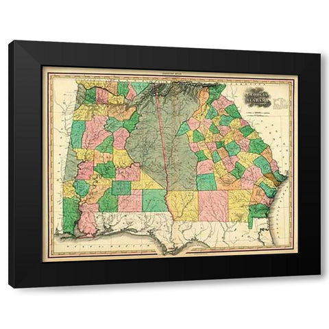 Georgia and Alabama, 1823 Black Modern Wood Framed Art Print by Tanner, Henry
