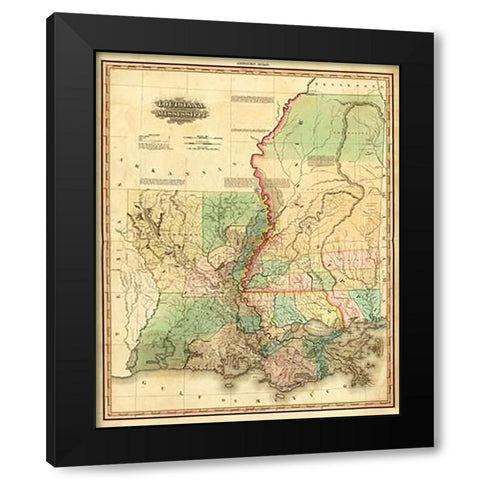 Louisiana and Mississippi, 1823 Black Modern Wood Framed Art Print by Tanner, Henry