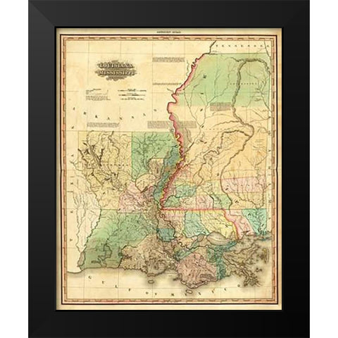 Louisiana and Mississippi, 1823 Black Modern Wood Framed Art Print by Tanner, Henry