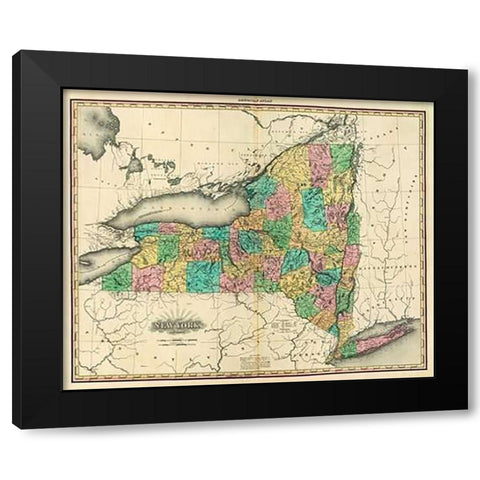 New York, 1825 Black Modern Wood Framed Art Print with Double Matting by Tanner, Henry