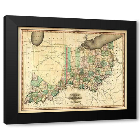 Ohio and Indiana, 1823 Black Modern Wood Framed Art Print by Tanner, Henry