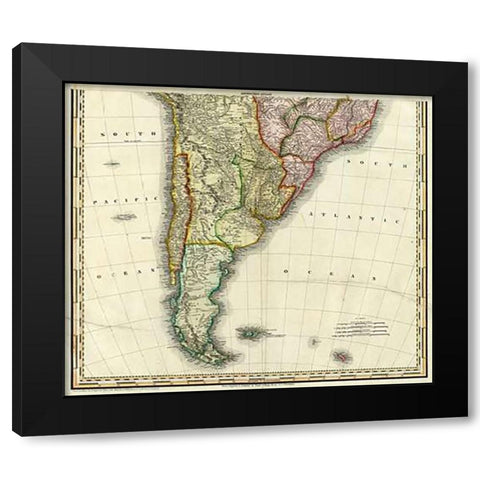 South America and West Indies, 1823 Black Modern Wood Framed Art Print with Double Matting by Tanner, Henry