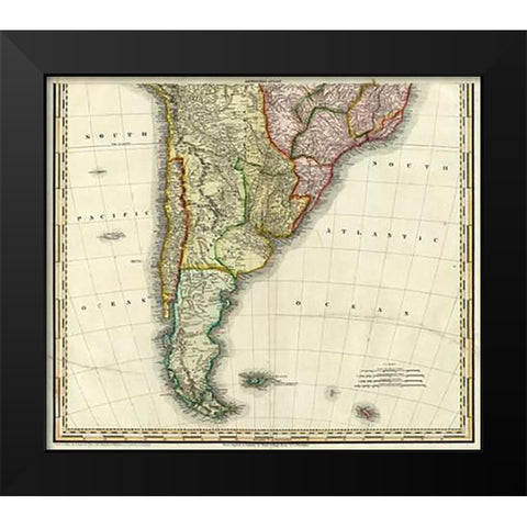 South America and West Indies, 1823 Black Modern Wood Framed Art Print by Tanner, Henry
