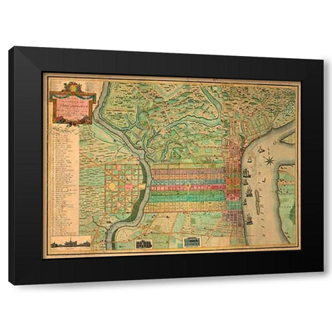 Philadelphia, 1802 Black Modern Wood Framed Art Print by Varle, Charles