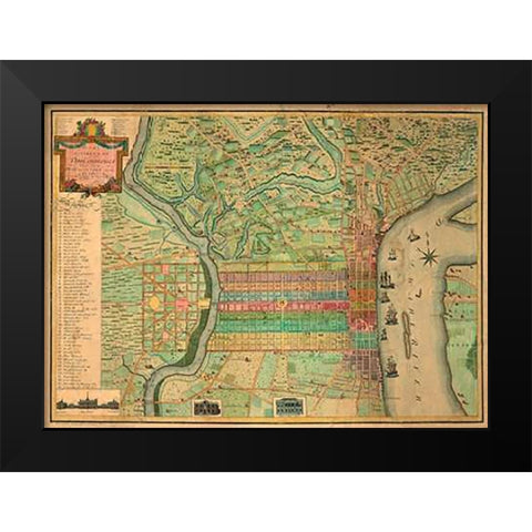 Philadelphia, 1802 Black Modern Wood Framed Art Print by Varle, Charles