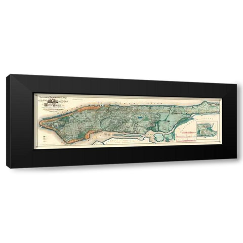 Sanitary and Topographical Map of the City and Island of New York, 1865 Black Modern Wood Framed Art Print by Viele, Egbert