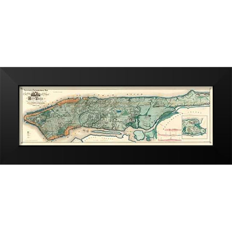 Sanitary and Topographical Map of the City and Island of New York, 1865 Black Modern Wood Framed Art Print by Viele, Egbert