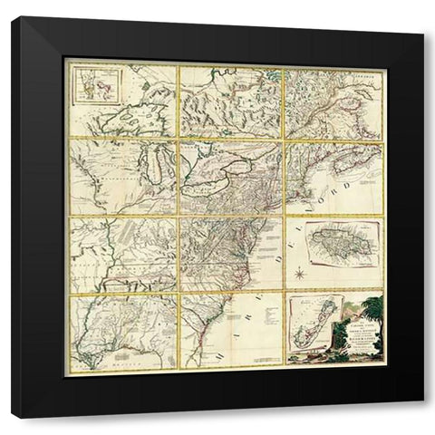 ComVintageite: Colonie Unite dell America Settentrle, 1778 Black Modern Wood Framed Art Print with Double Matting by Zatta, Antonio