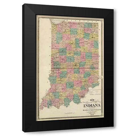 New sectional and township map of Indiana, 1876 Black Modern Wood Framed Art Print with Double Matting by Andreas, Alfred Theodore