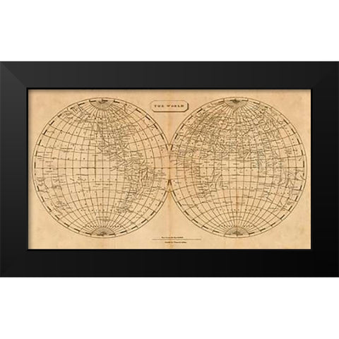 The World, 1812 Black Modern Wood Framed Art Print by Arrowsmith, Aaron