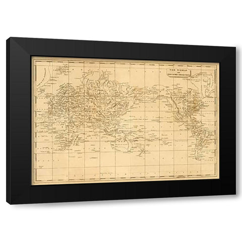 World Mercators projection, 1812 Black Modern Wood Framed Art Print by Arrowsmith, Aaron