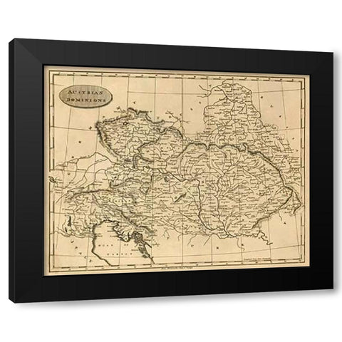 Austrian Dominions, 1812 Black Modern Wood Framed Art Print by Arrowsmith, Aaron