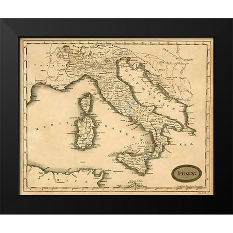 Italy, 1812 Black Modern Wood Framed Art Print by Arrowsmith, Aaron