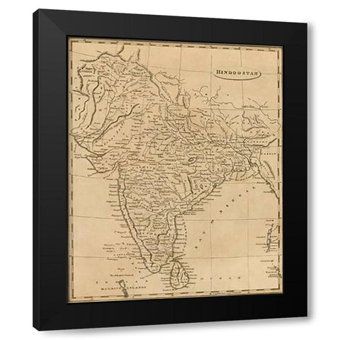 Hindoostan, 1812 Black Modern Wood Framed Art Print with Double Matting by Arrowsmith, Aaron