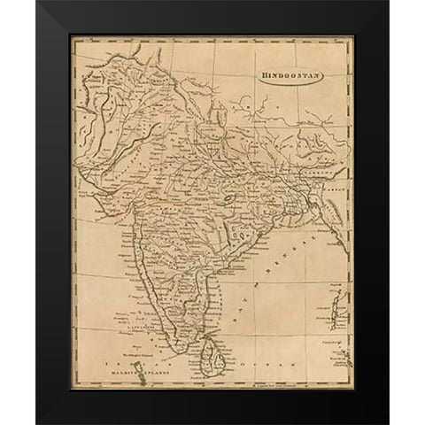 Hindoostan, 1812 Black Modern Wood Framed Art Print by Arrowsmith, Aaron