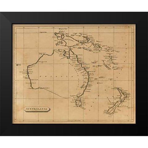 Australasia, 1812 Black Modern Wood Framed Art Print by Arrowsmith, Aaron