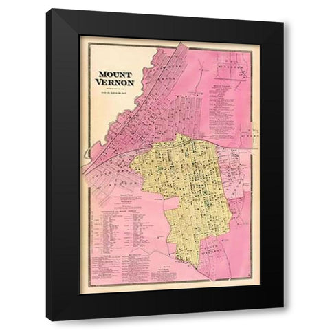 Mt. Vernon, New York, 1868 Black Modern Wood Framed Art Print by Beers, Frederick W.