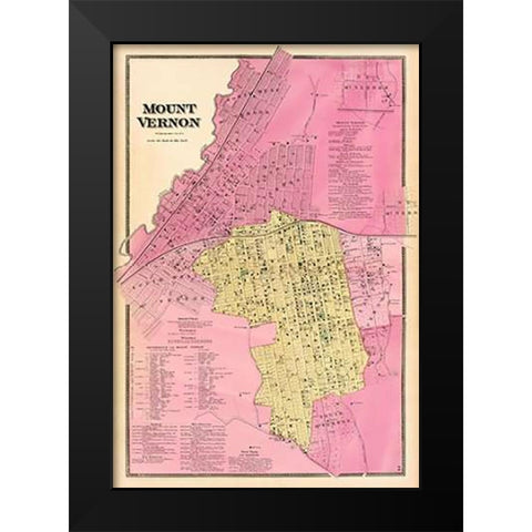 Mt. Vernon, New York, 1868 Black Modern Wood Framed Art Print by Beers, Frederick W.