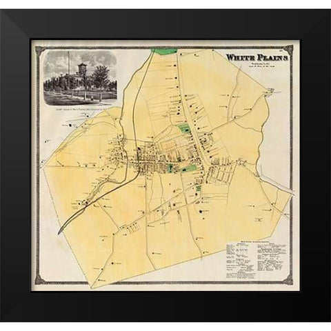 White Plains, New York, 1868 Black Modern Wood Framed Art Print by Beers, Frederick W.