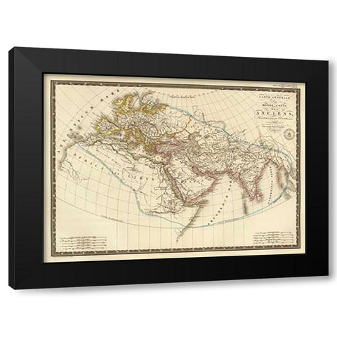 Monde connu des anciens, 1821 Black Modern Wood Framed Art Print with Double Matting by Brue, Adrien Hubert
