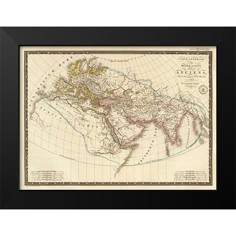 Monde connu des anciens, 1821 Black Modern Wood Framed Art Print by Brue, Adrien Hubert