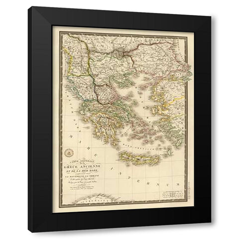 Grece ancienne et de la Mer Egee, 1827 Black Modern Wood Framed Art Print with Double Matting by Brue, Adrien Hubert