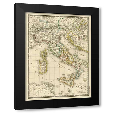 Italie ancienne, 1828 Black Modern Wood Framed Art Print with Double Matting by Brue, Adrien Hubert