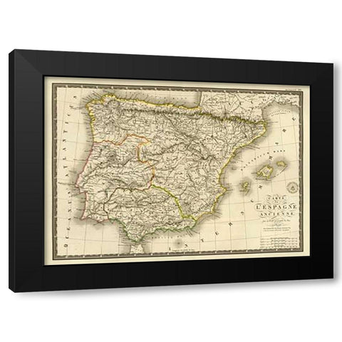 Espagne ancienne, 1827 Black Modern Wood Framed Art Print by Brue, Adrien Hubert