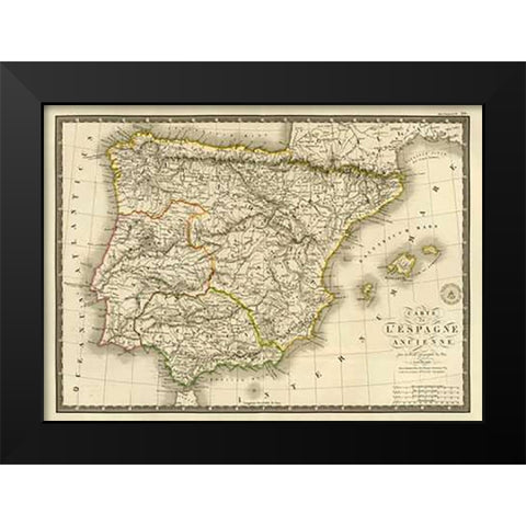 Espagne ancienne, 1827 Black Modern Wood Framed Art Print by Brue, Adrien Hubert