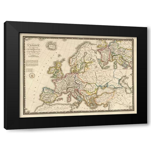 LEurope sous lEmpire de Charlemagne, 1826 Black Modern Wood Framed Art Print by Brue, Adrien Hubert