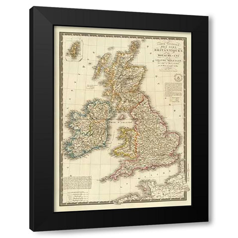 Iles Britanniques, 1828 Black Modern Wood Framed Art Print with Double Matting by Brue, Adrien Hubert