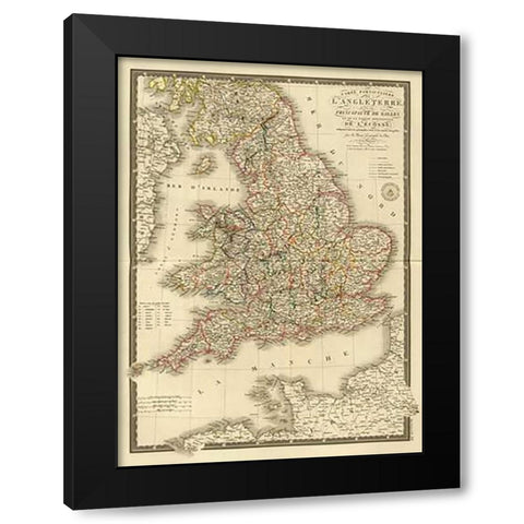 Angleterre, Galles, 1827 Black Modern Wood Framed Art Print with Double Matting by Brue, Adrien Hubert