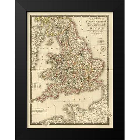 Angleterre, Galles, 1827 Black Modern Wood Framed Art Print by Brue, Adrien Hubert