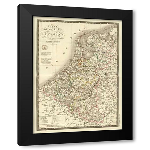 Pays-Bas, 1821 Black Modern Wood Framed Art Print with Double Matting by Brue, Adrien Hubert