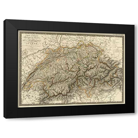 Suisse, 1822 Black Modern Wood Framed Art Print by Brue, Adrien Hubert