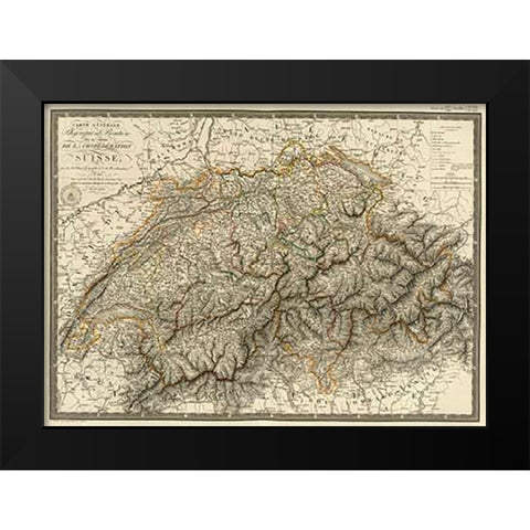 Suisse, 1822 Black Modern Wood Framed Art Print by Brue, Adrien Hubert